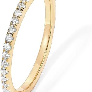 PAVOI 14K Gold Plated Solid 925 Sterling Silver CZ Simulated Diamond Stackable Ring Eternity Bands for Women